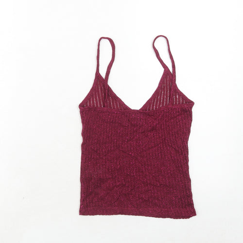 Topshop Womens Pink Viscose Basic Tank Size 8 V-Neck
