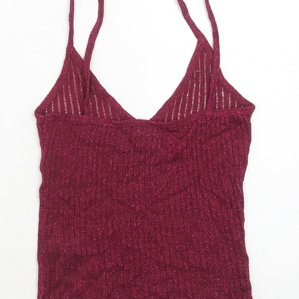 Topshop Womens Pink Viscose Basic Tank Size 8 V-Neck