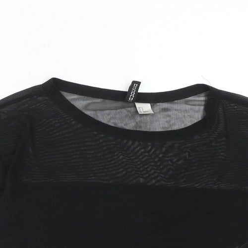H&M Womens Black Viscose Cropped T-Shirt Size S Round Neck