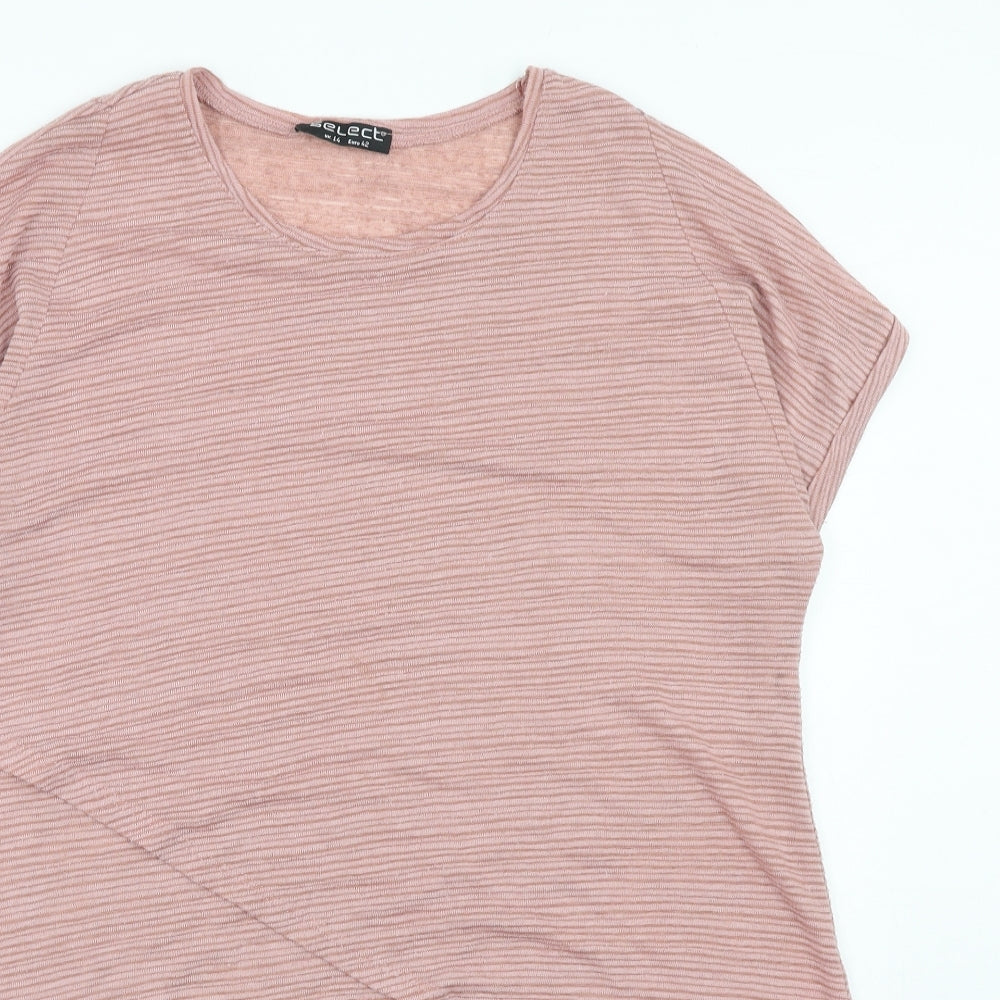Select Womens Pink Polyester Basic T-Shirt Size 14 Round Neck - Textured