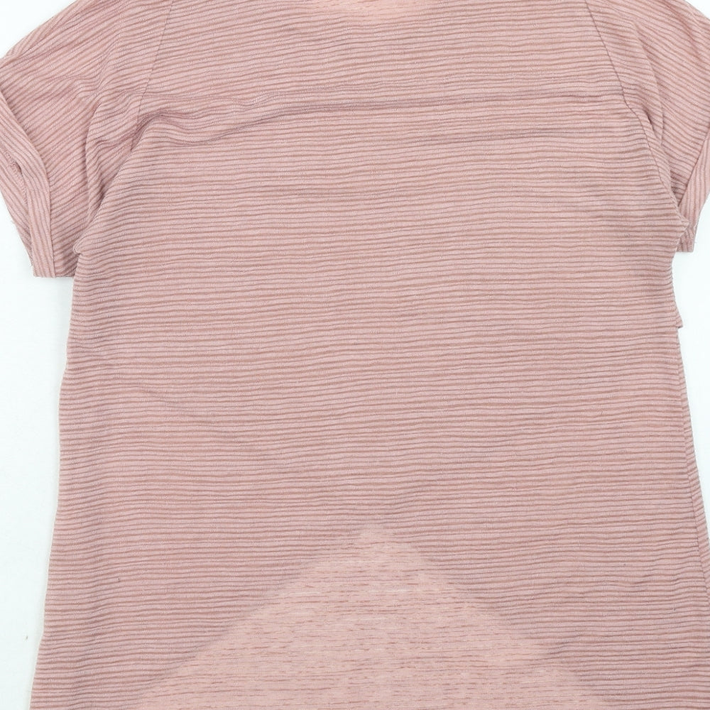 Select Womens Pink Polyester Basic T-Shirt Size 14 Round Neck - Textured