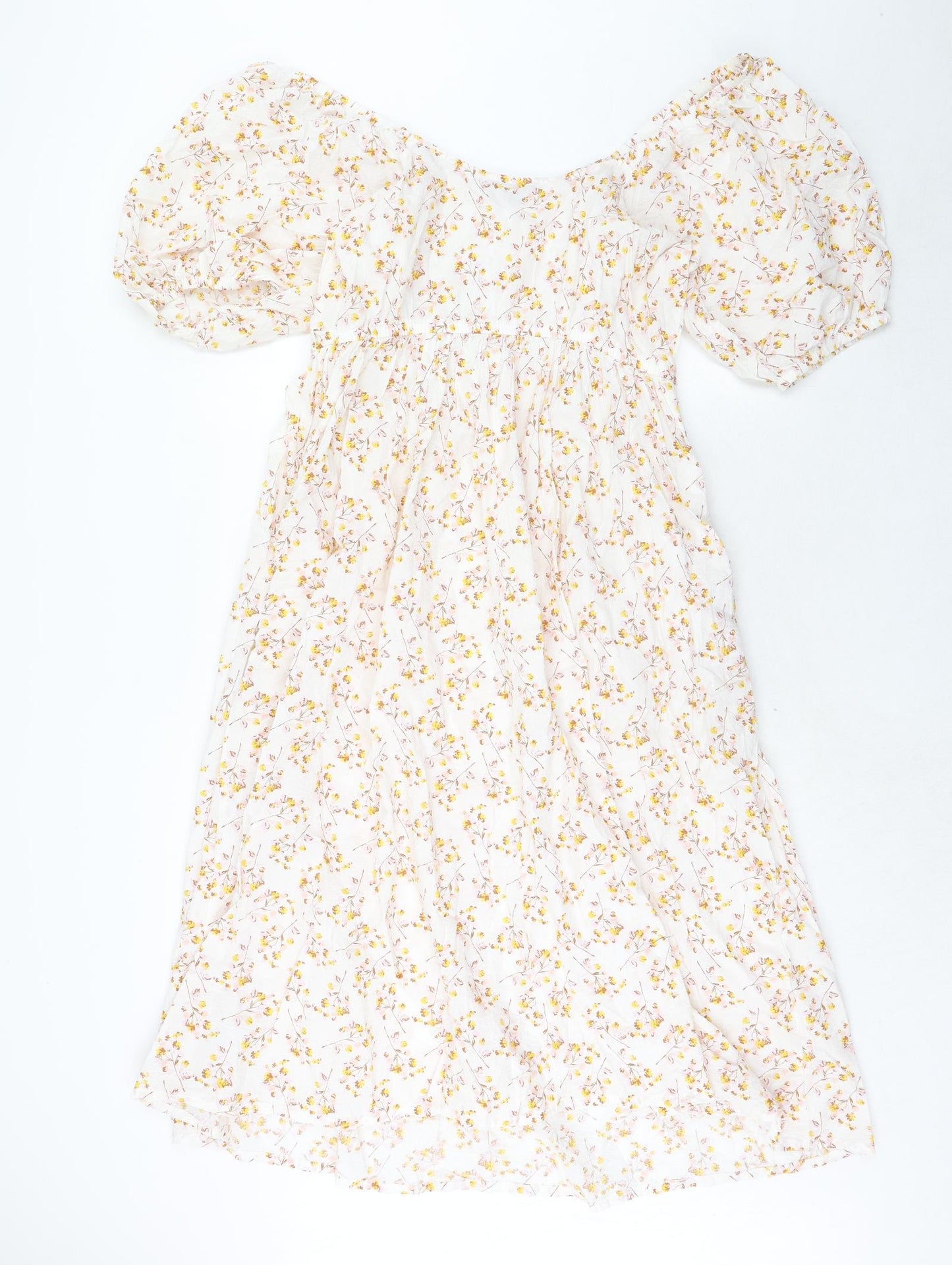 NEXT Womens White Floral Cotton A-Line Size 16 Off the Shoulder Pullover