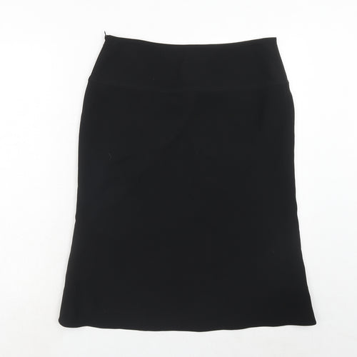 Giorgio Armani Womens Black Silk Swing Skirt Size 16 Zip