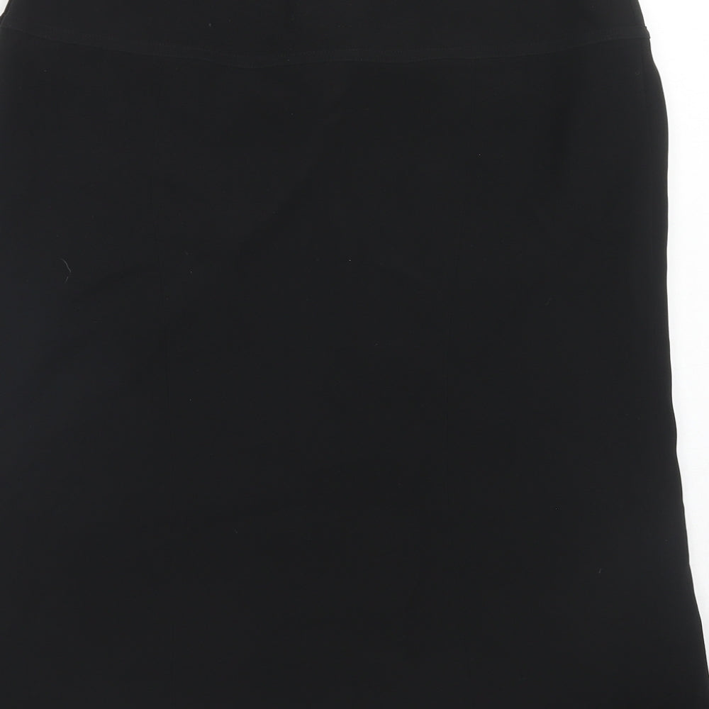 Giorgio Armani Womens Black Silk Swing Skirt Size 16 Zip