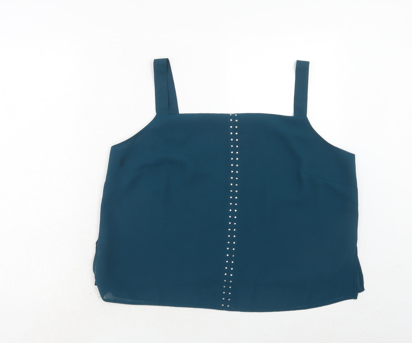 Roman Womens Blue Polyester Basic Tank Size 22 Square Neck