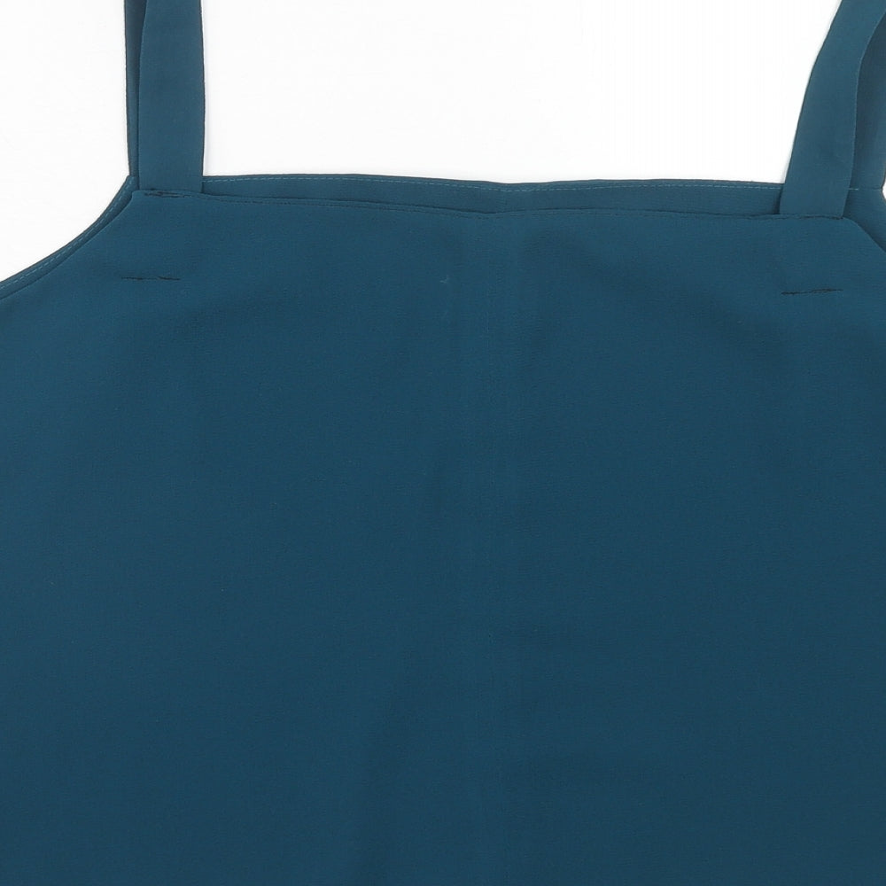Roman Womens Blue Polyester Basic Tank Size 22 Square Neck
