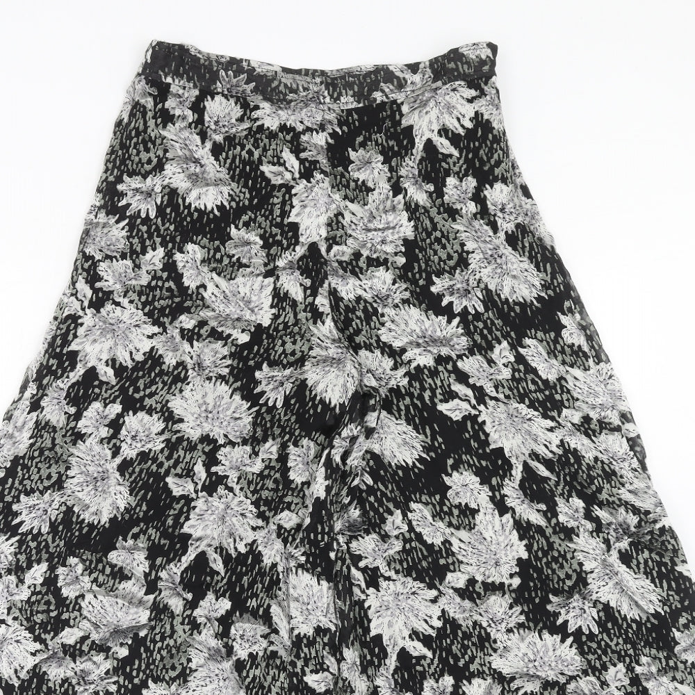 Topshop Womens Grey Floral Silk Trousers Size 8 Regular Zip