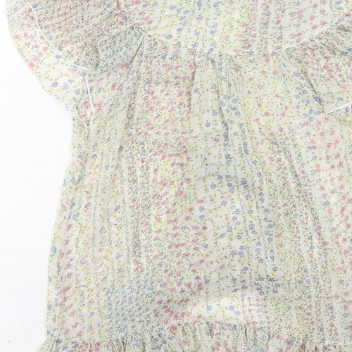 AX Paris Womens Green Floral Polyester Basic Blouse Size 12 V-Neck