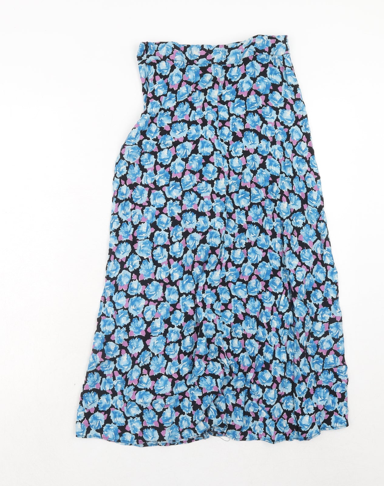 Zara Womens Blue Geometric Viscose Peasant Skirt Size S Zip