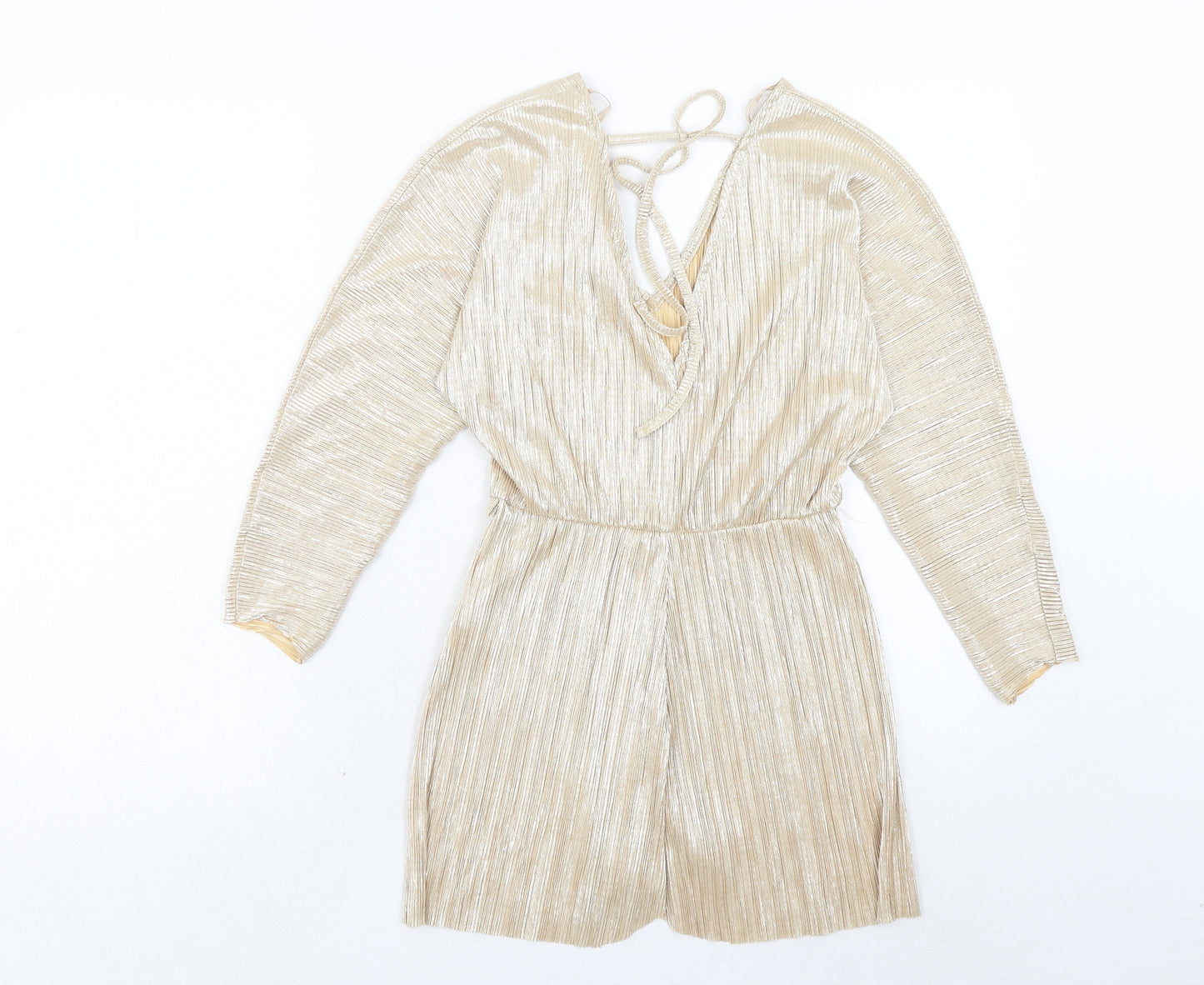 River Island Womens Gold Polyester Mini Size 4 V-Neck Tie