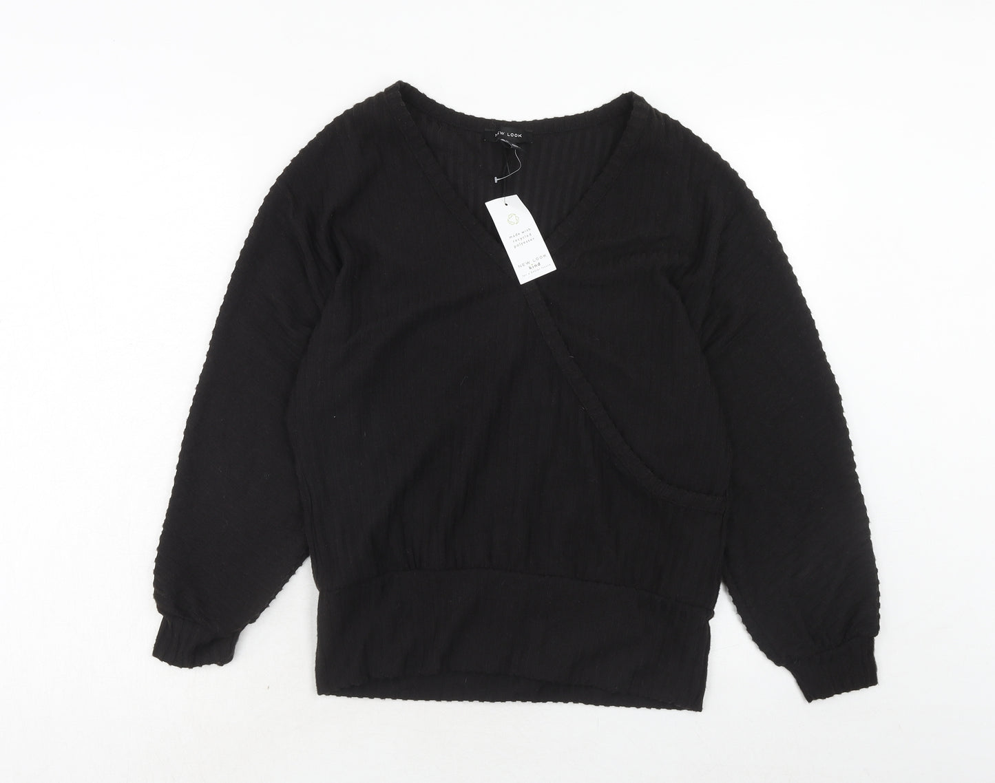New Look Womens Black V-Neck Polyester Pullover Jumper Size M