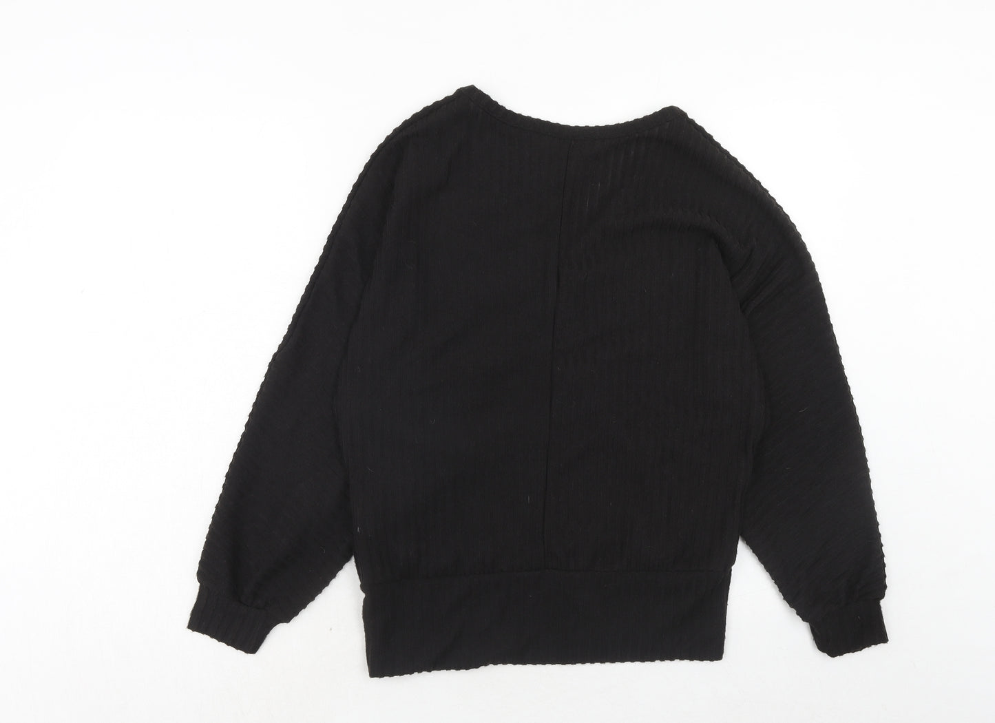 New Look Womens Black V-Neck Polyester Pullover Jumper Size M