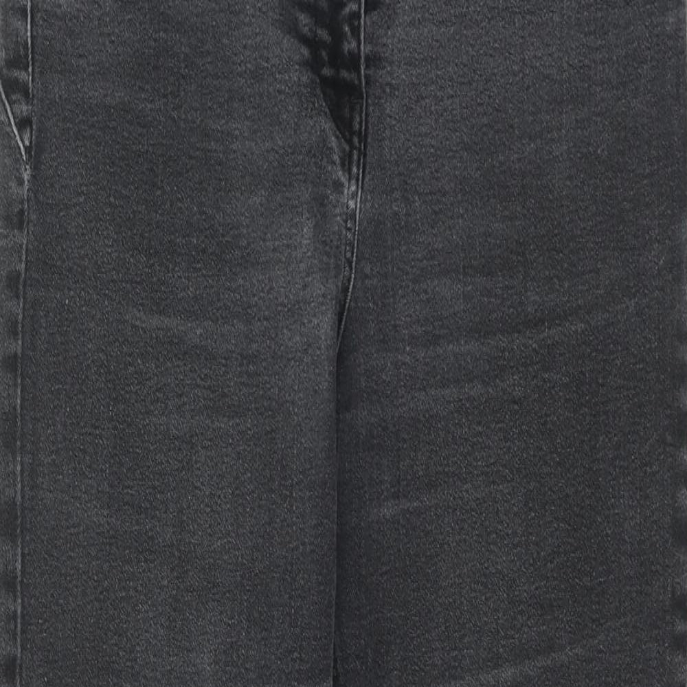 BHS Womens Grey Cotton Straight Jeans Size 16 Regular Zip