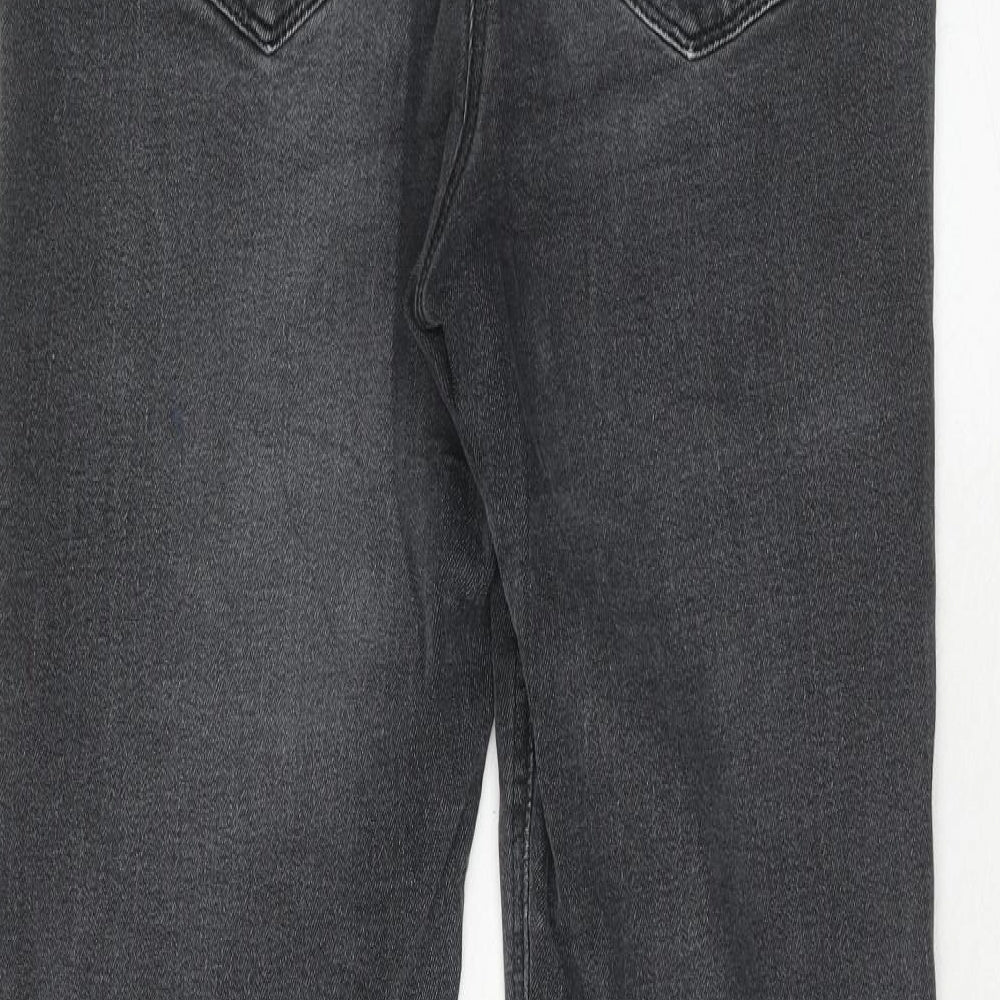 BHS Womens Grey Cotton Straight Jeans Size 16 Regular Zip