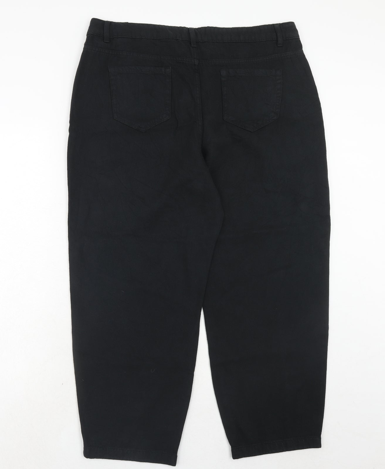 Per Una Womens Black Cotton Straight Jeans Size 18 Regular Zip