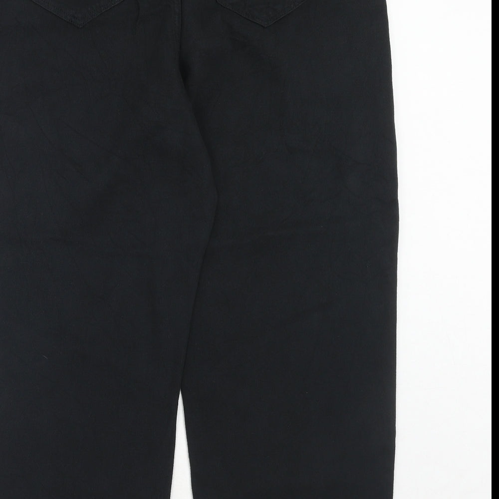 Per Una Womens Black Cotton Straight Jeans Size 18 Regular Zip