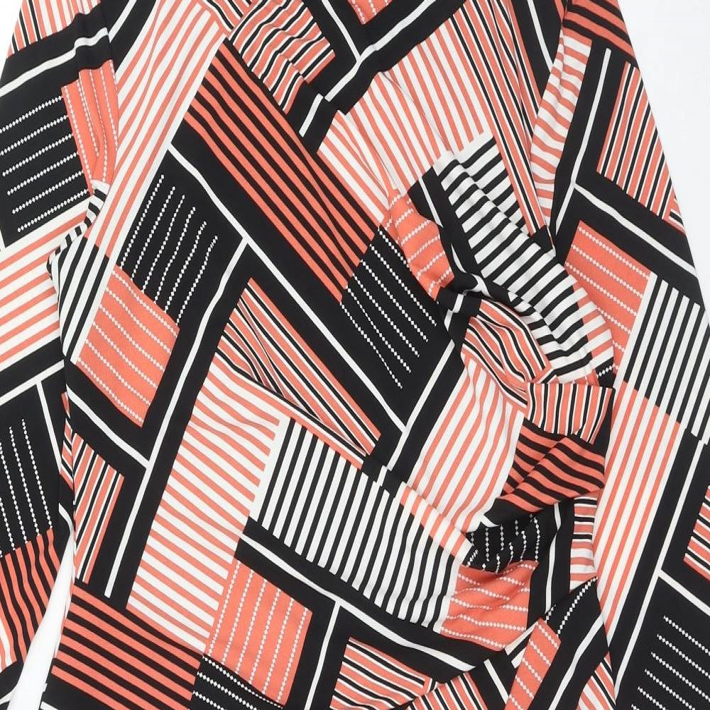 Principles Womens Orange Geometric Polyester A-Line Size 14 Round Neck Button