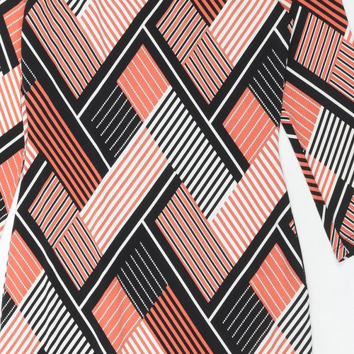 Principles Womens Orange Geometric Polyester A-Line Size 14 Round Neck Button