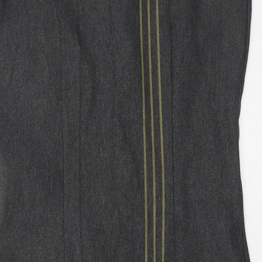 Marks and Spencer Womens Grey Striped Viscose A-Line Size 12 Round Neck Zip