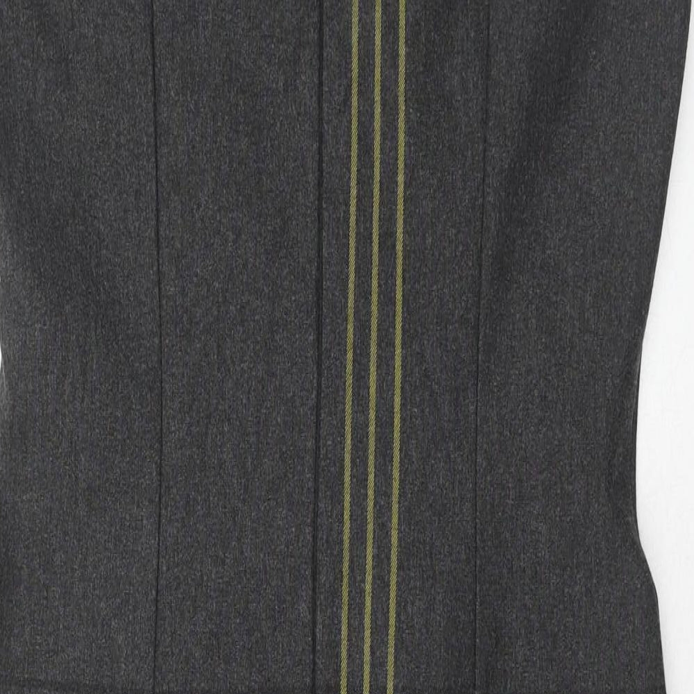 Marks and Spencer Womens Grey Striped Viscose A-Line Size 12 Round Neck Zip