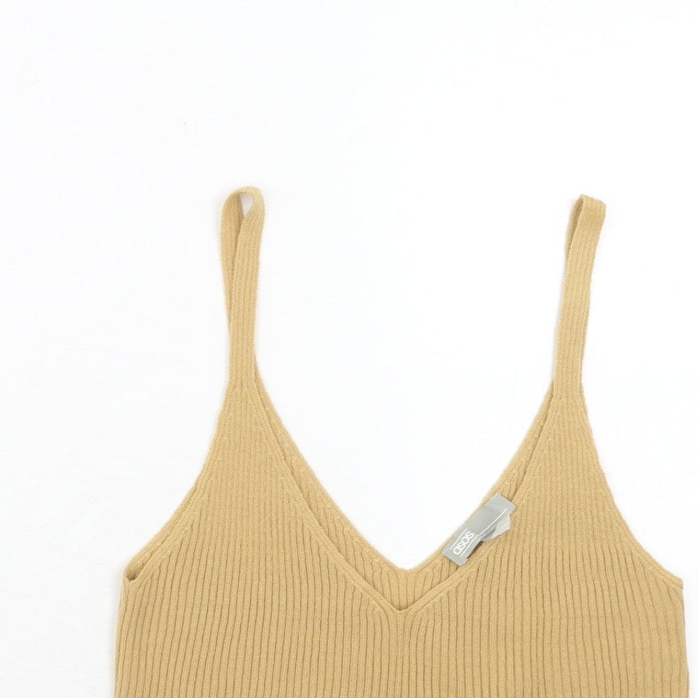 ASOS Womens Yellow Acrylic Cropped Tank Size 10 V-Neck