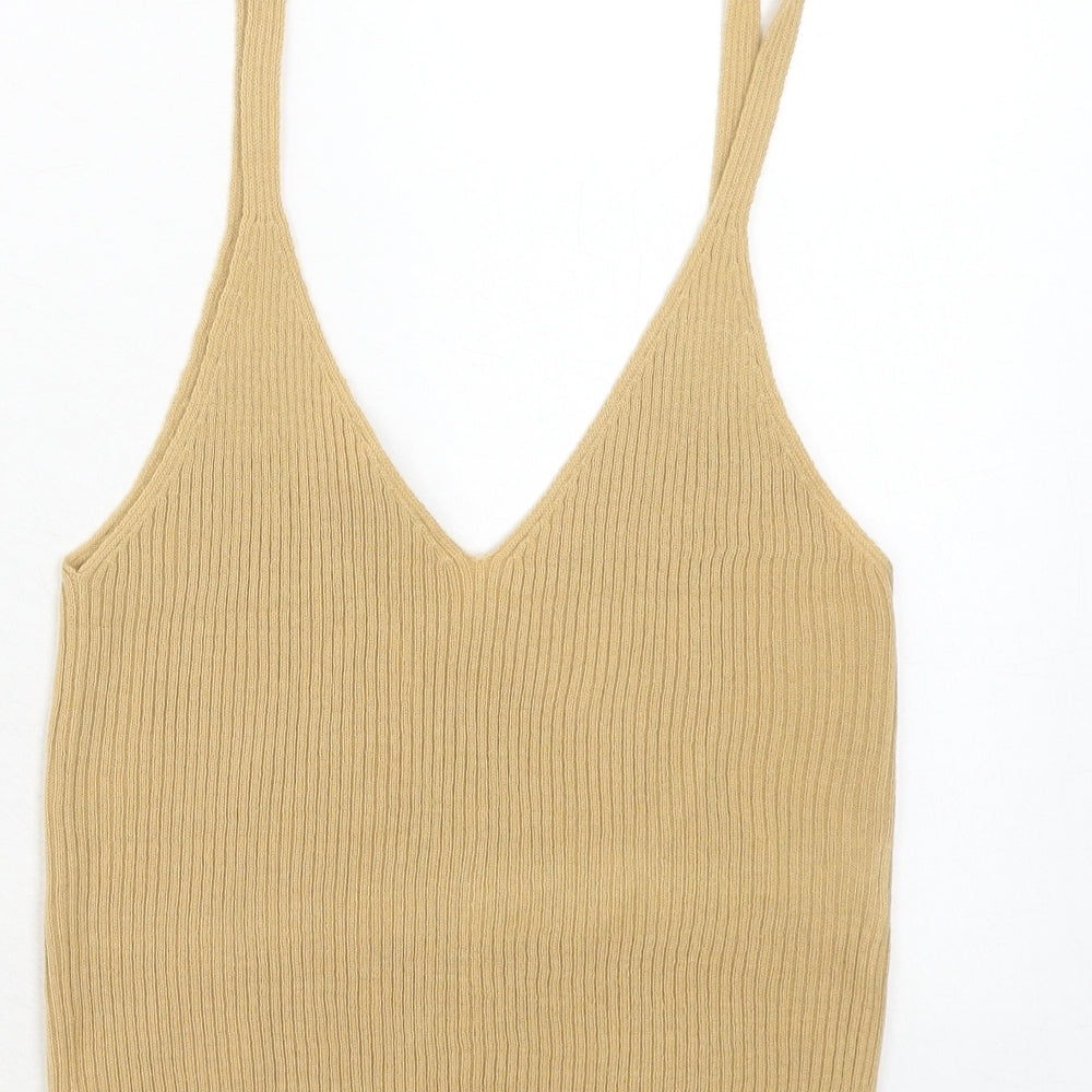 ASOS Womens Yellow Acrylic Cropped Tank Size 10 V-Neck