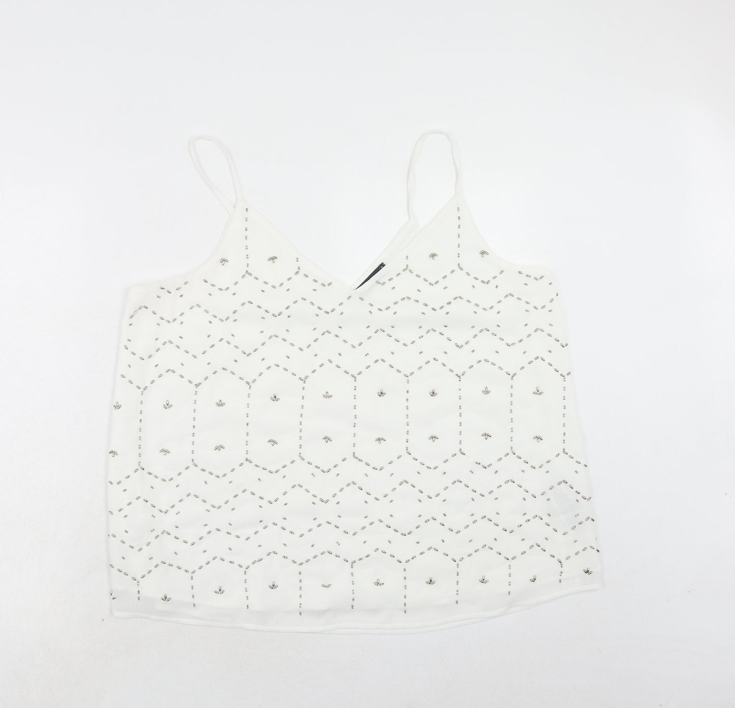 Marks and Spencer Womens White Polyester Basic Tank Size 18 V-Neck