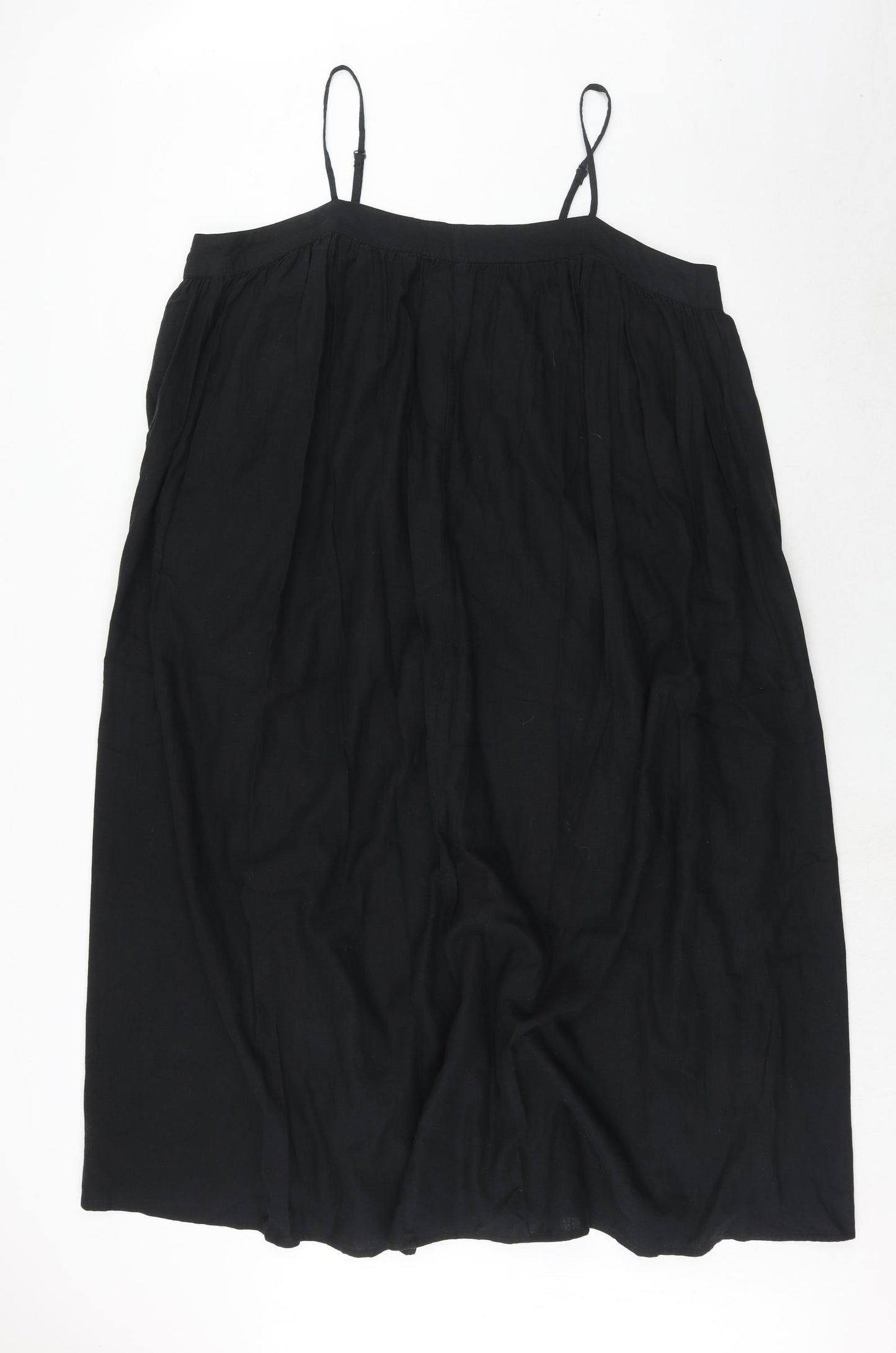 Marks and Spencer Womens Black Linen Slip Dress Size 18 Round Neck Pullover
