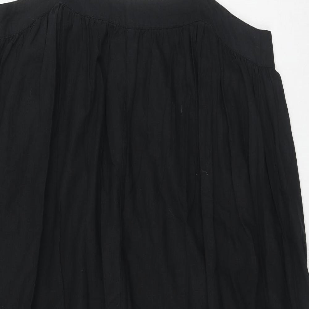 Marks and Spencer Womens Black Linen Slip Dress Size 18 Round Neck Pullover