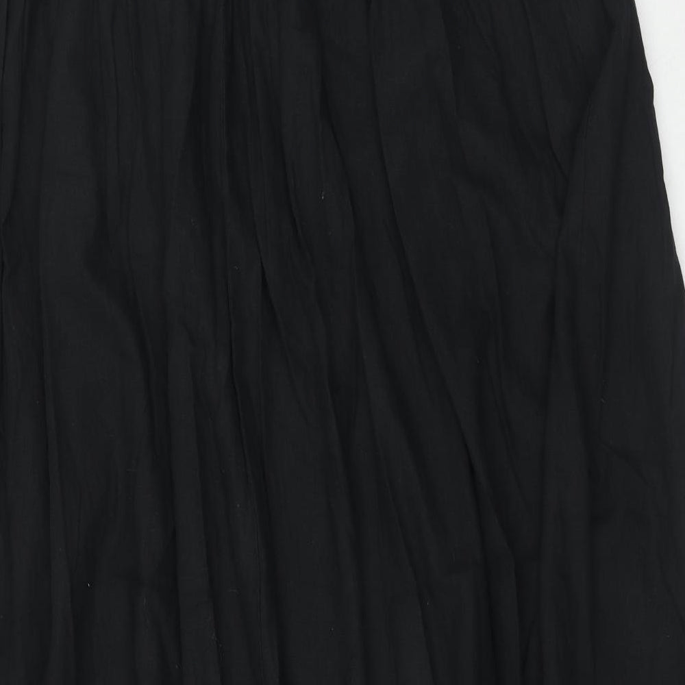 Marks and Spencer Womens Black Linen Slip Dress Size 18 Round Neck Pullover