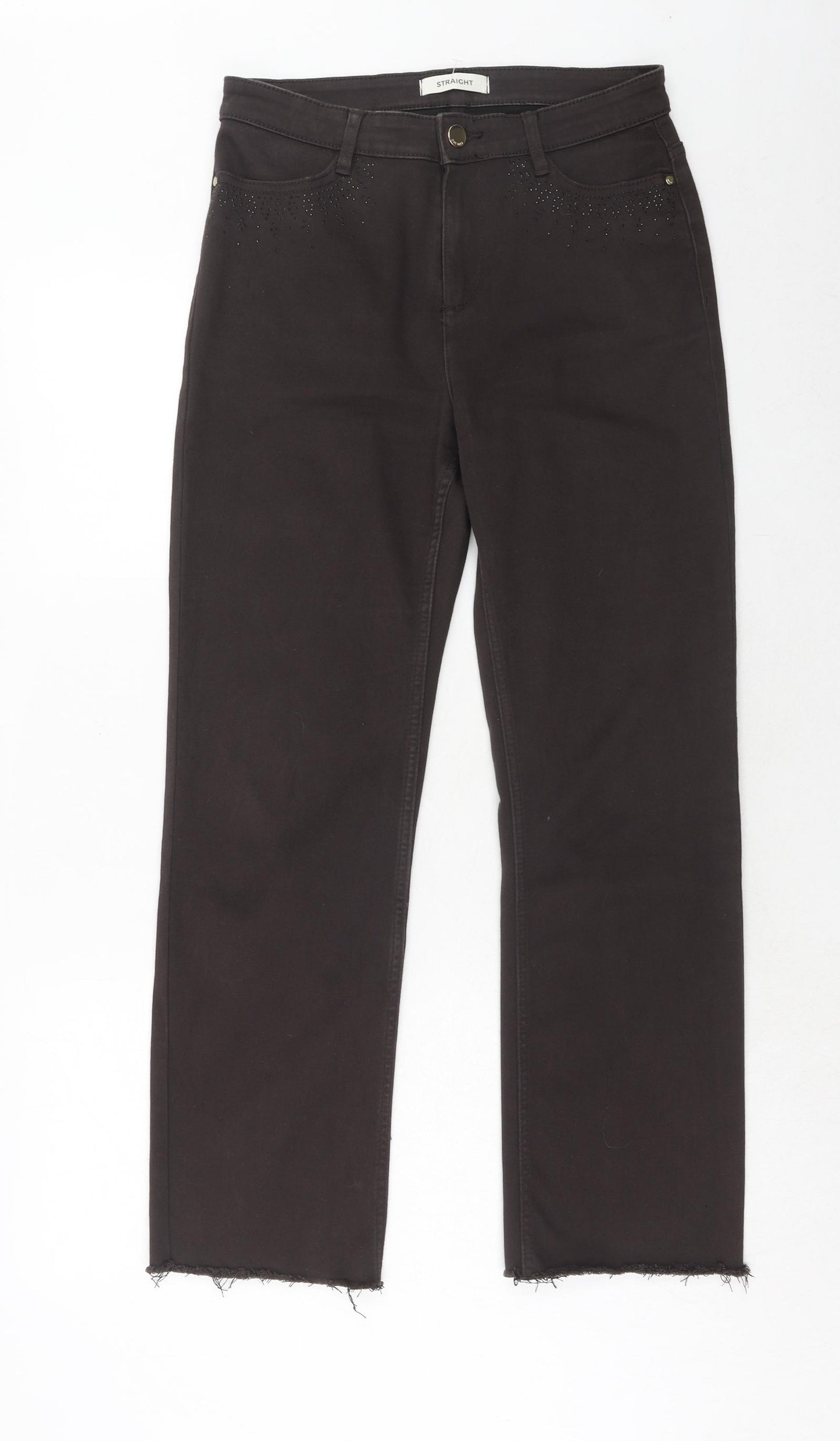 Marks and Spencer Womens Brown Cotton Straight Jeans Size 10 Regular Zip