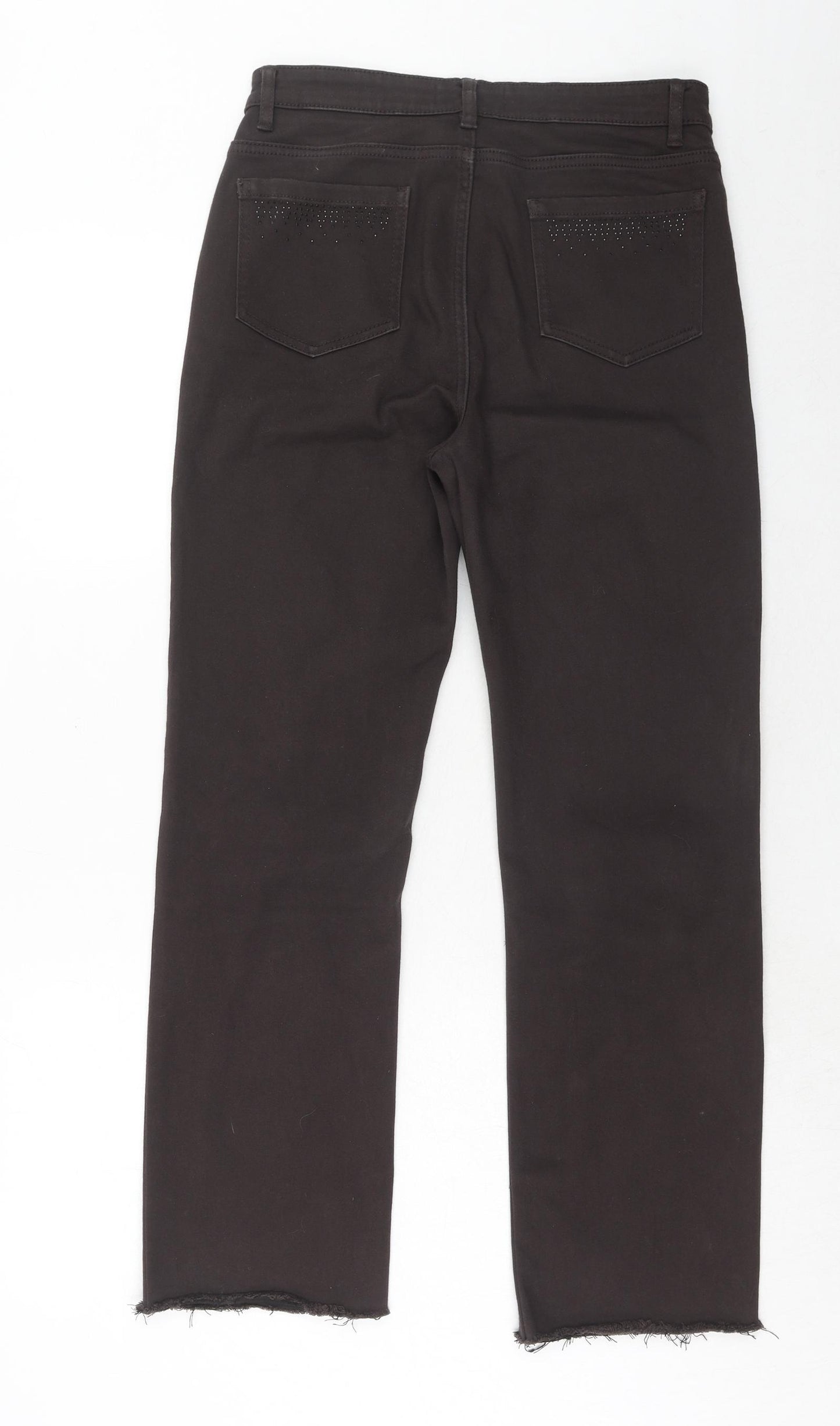 Marks and Spencer Womens Brown Cotton Straight Jeans Size 10 Regular Zip