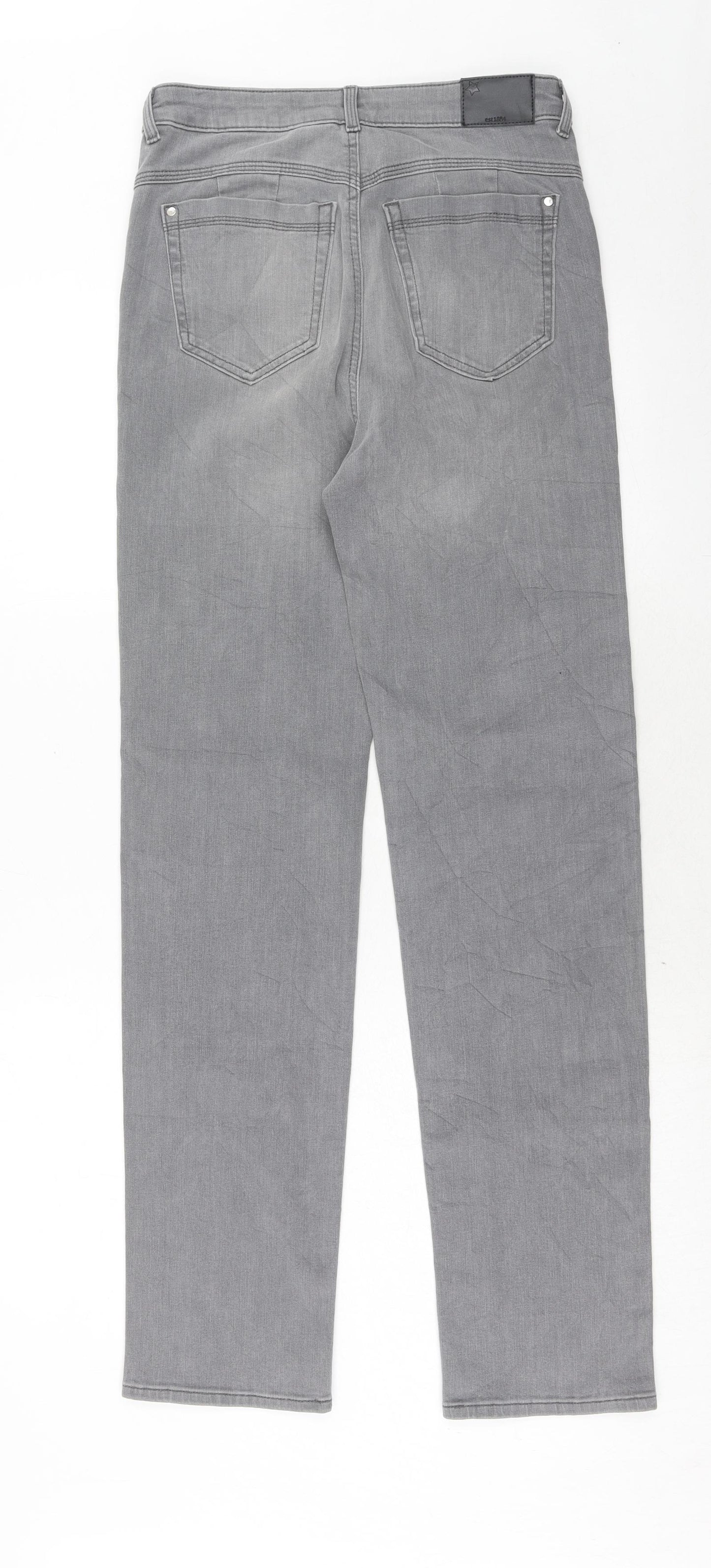 Marks and Spencer Womens Grey Cotton Straight Jeans Size 10 Regular Zip