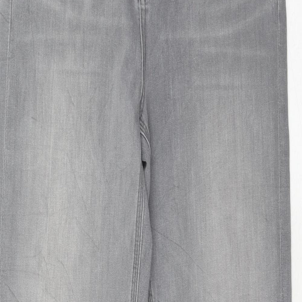 Marks and Spencer Womens Grey Cotton Straight Jeans Size 10 Regular Zip
