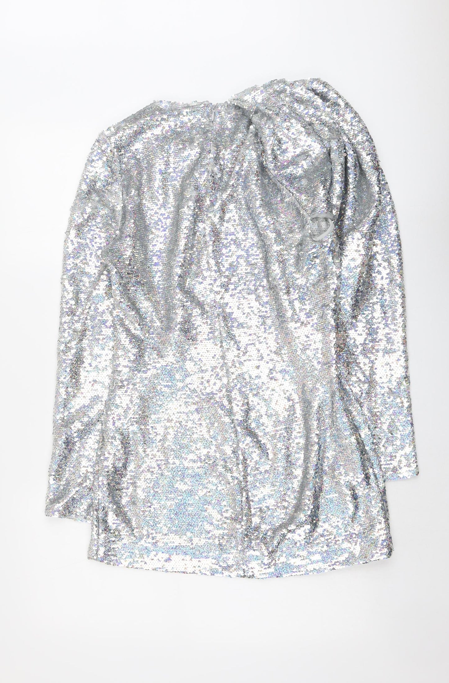 Zara Womens Silver Polyester Mini Size M Boat Neck Zip