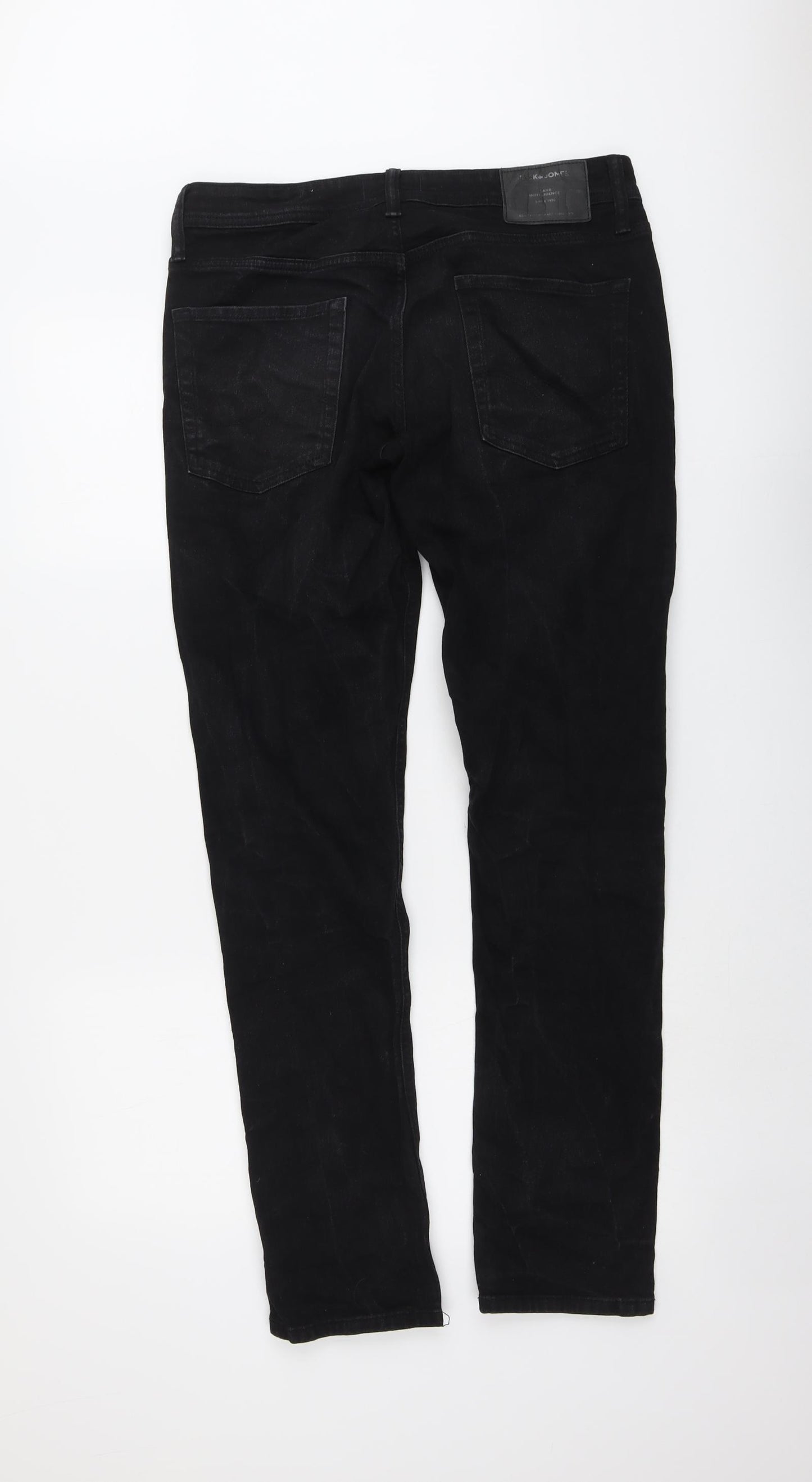 JACK & JONES Mens Black Cotton Straight Jeans Size 32 in L32 in Regular Button