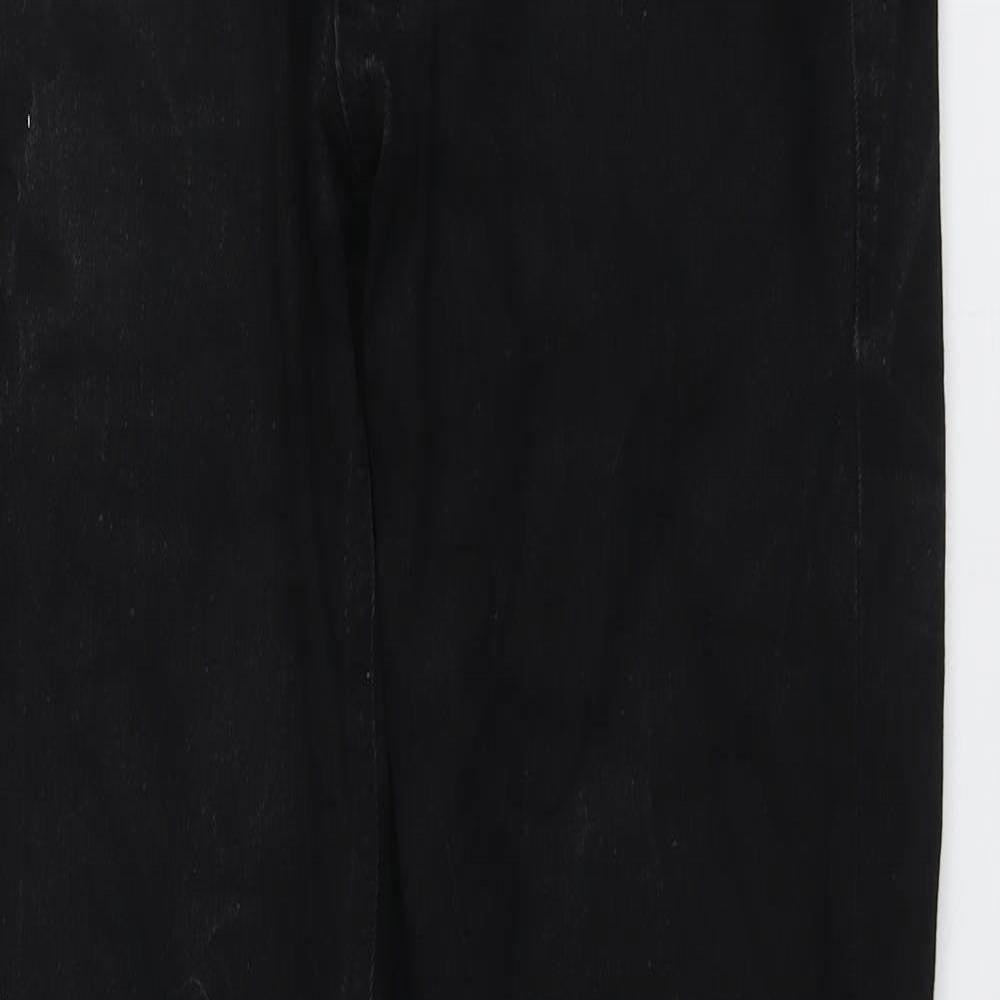 JACK & JONES Mens Black Cotton Straight Jeans Size 32 in L32 in Regular Button