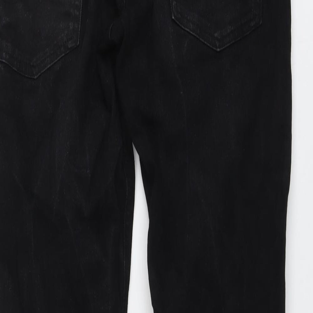 JACK & JONES Mens Black Cotton Straight Jeans Size 32 in L32 in Regular Button