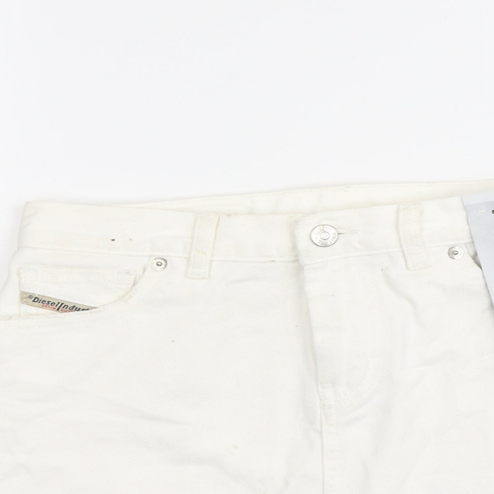 Diesel Womens Ivory Cotton Mini Skirt Size 23 in Button