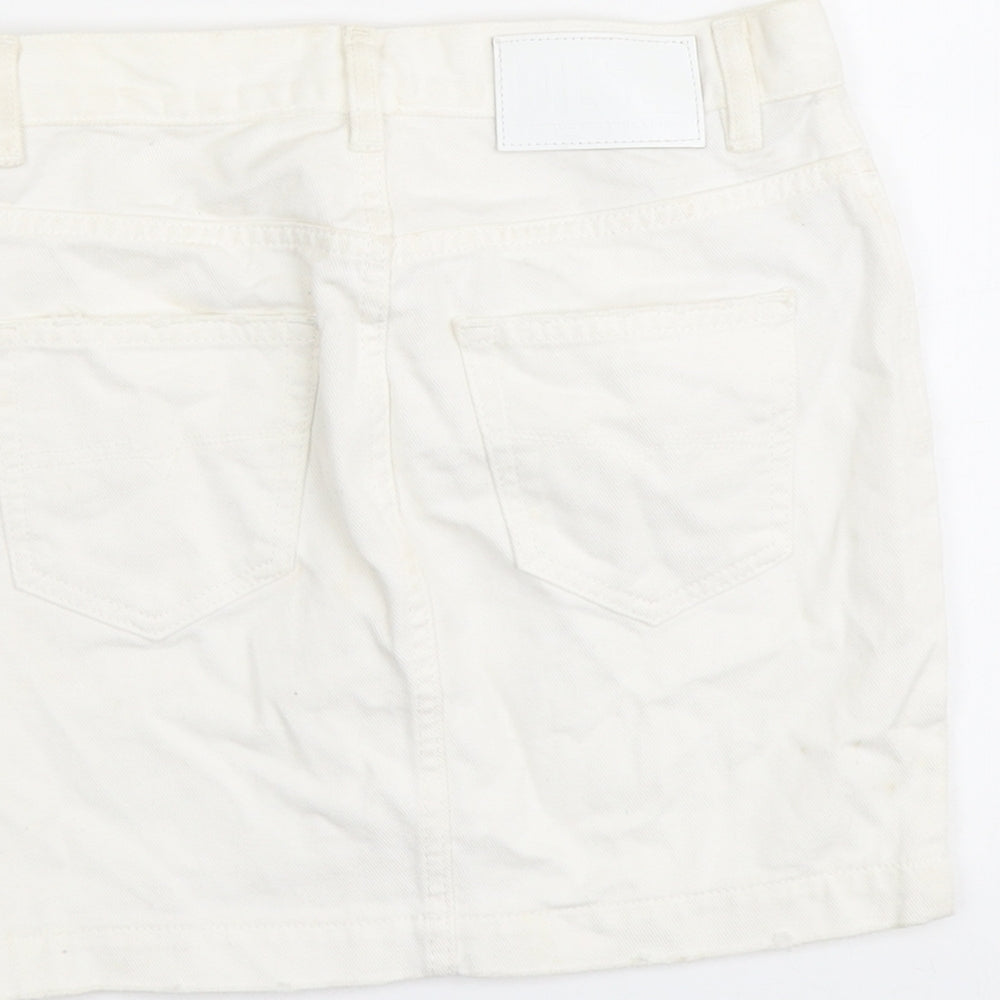 Diesel Womens Ivory Cotton Mini Skirt Size 23 in Button
