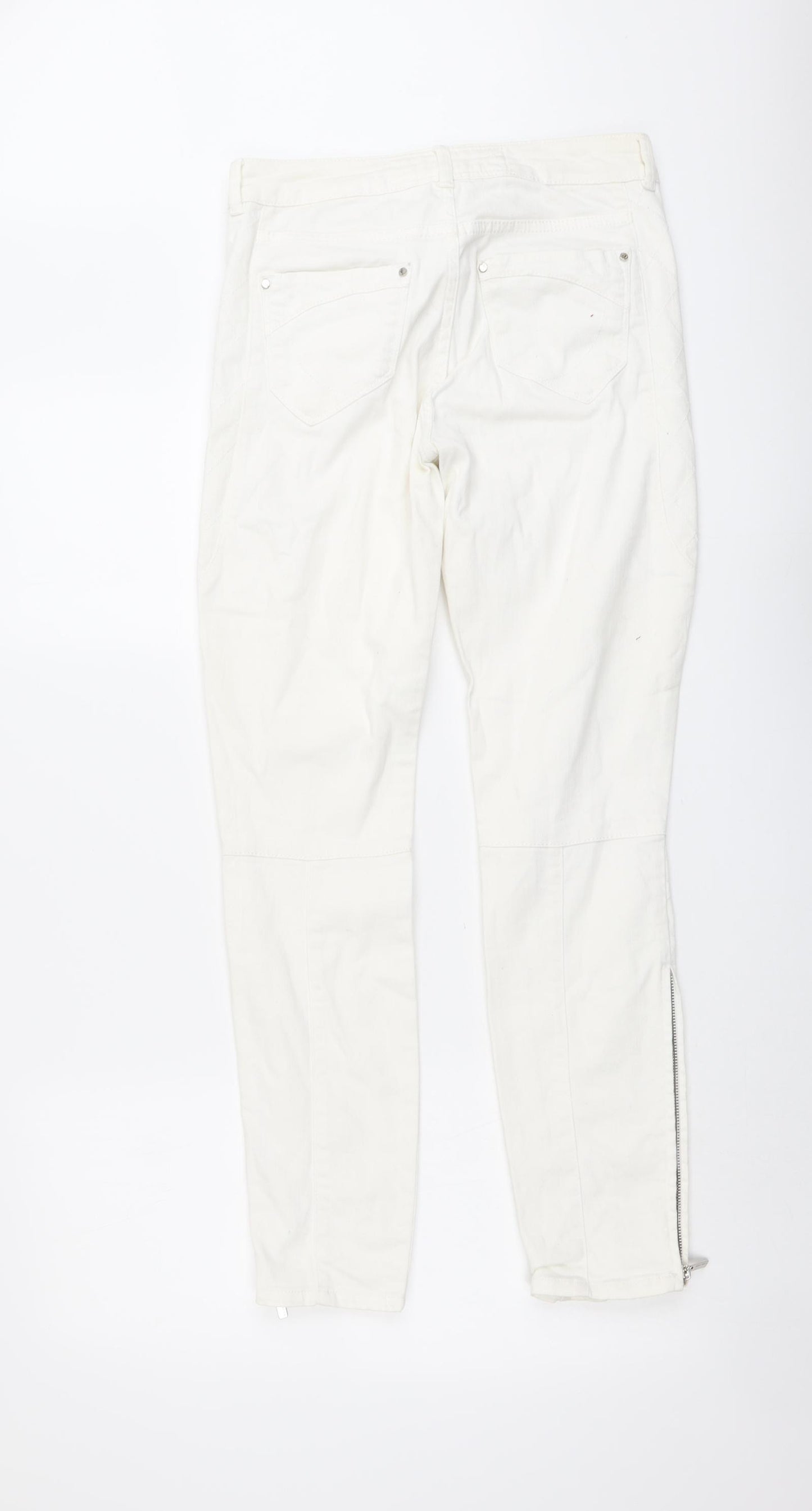 Karen Millen Womens Ivory Cotton Skinny Jeans Size 10 L29 in Regular Button