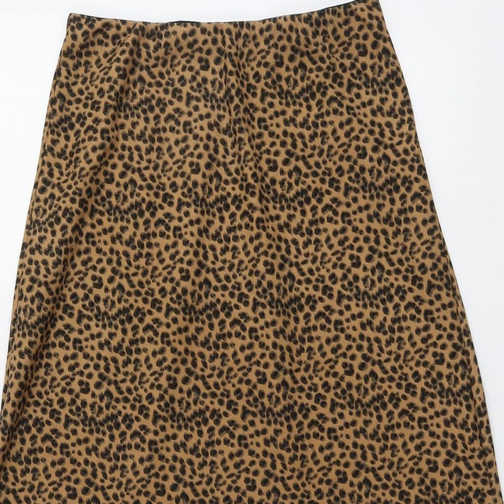 Nasty Gal Womens Brown Animal Print Polyester Peasant Skirt Size 10 - Leopard Pattern
