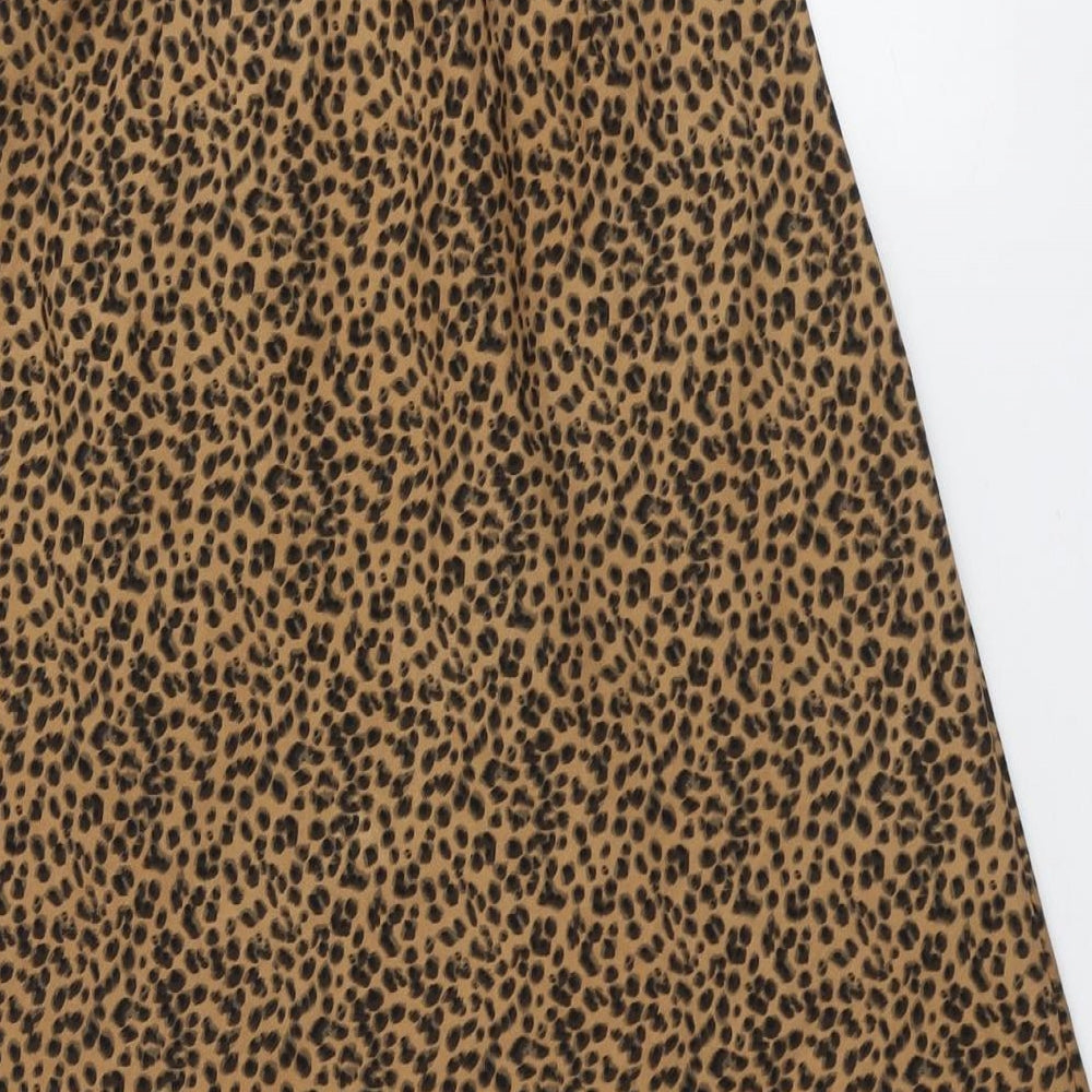 Nasty Gal Womens Brown Animal Print Polyester Peasant Skirt Size 10 - Leopard Pattern