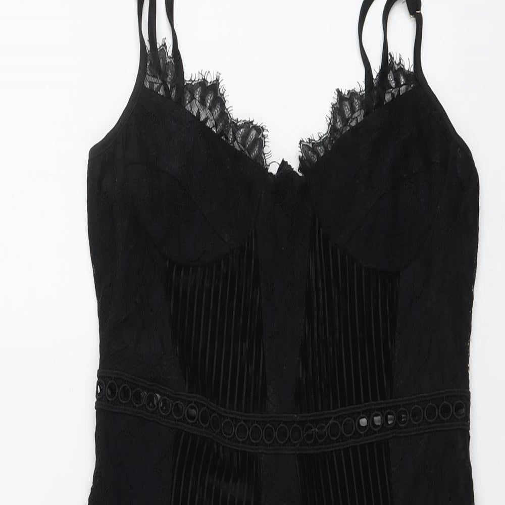 PRETTYLITTLETHING Womens Black Polyester Bodycon Size 8 Sweetheart Zip