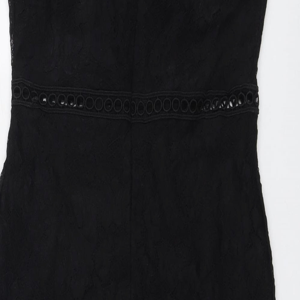 PRETTYLITTLETHING Womens Black Polyester Bodycon Size 8 Sweetheart Zip