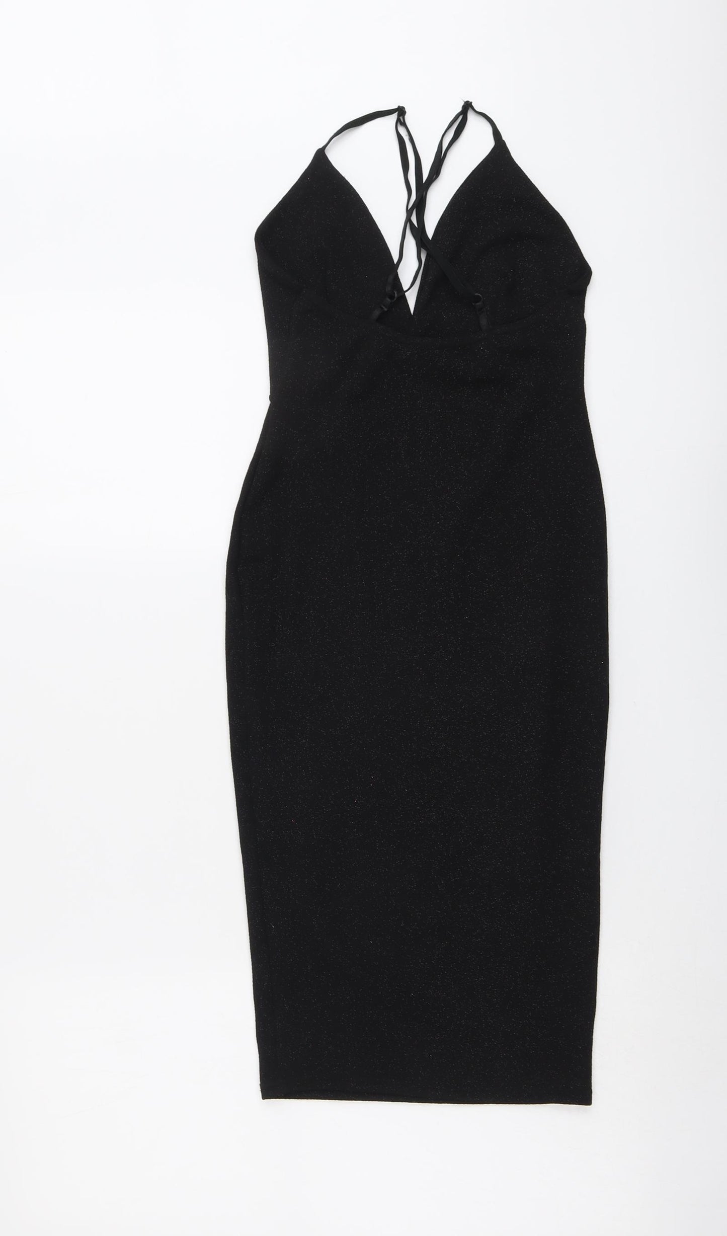 Edge Womens Black Polyester Bodycon Size 6 V-Neck Pullover