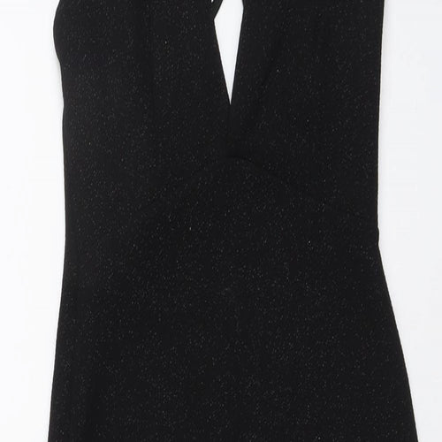 Edge Womens Black Polyester Bodycon Size 6 V-Neck Pullover