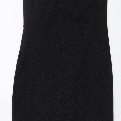 Edge Womens Black Polyester Bodycon Size 6 V-Neck Pullover