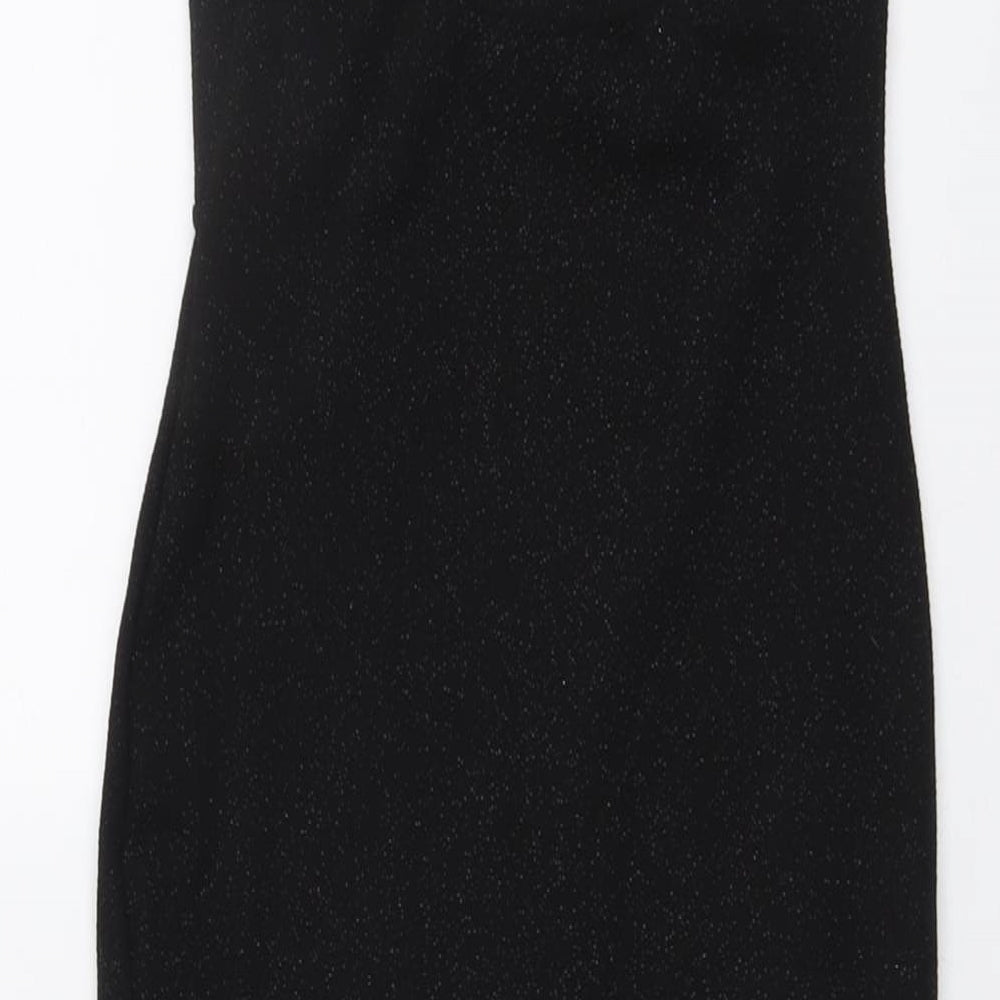 Edge Womens Black Polyester Bodycon Size 6 V-Neck Pullover