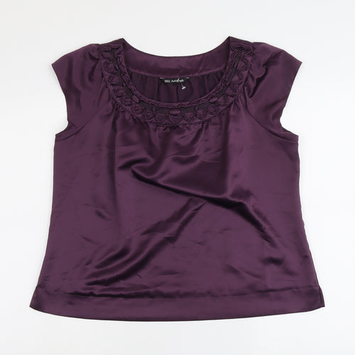 Marks and Spencer Womens Purple Polyester Basic Blouse Size 16 Round Neck